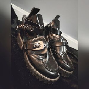 Cut Out Platform Buckle Boots